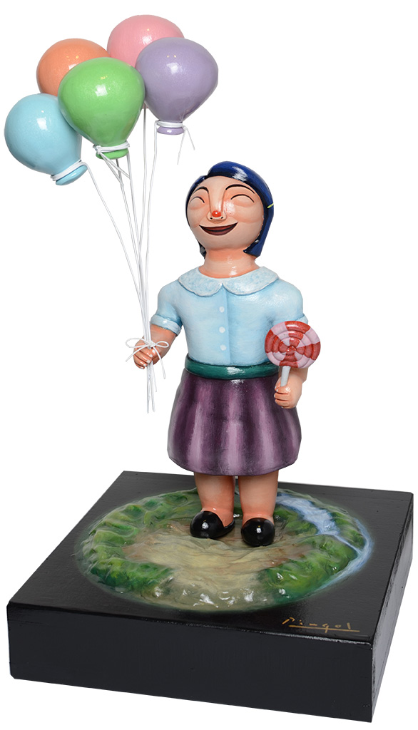 Woman with Balloon and Lollipop
